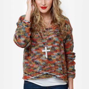 Roxy Cropped Multicolor Wool Blend Sweater